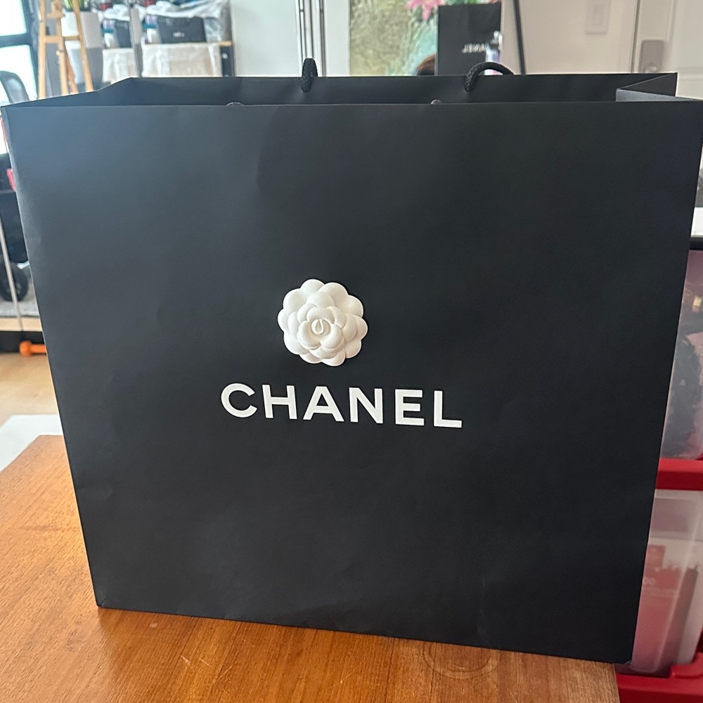 Chanel Shopping Paper Bag with White Camellia Accent